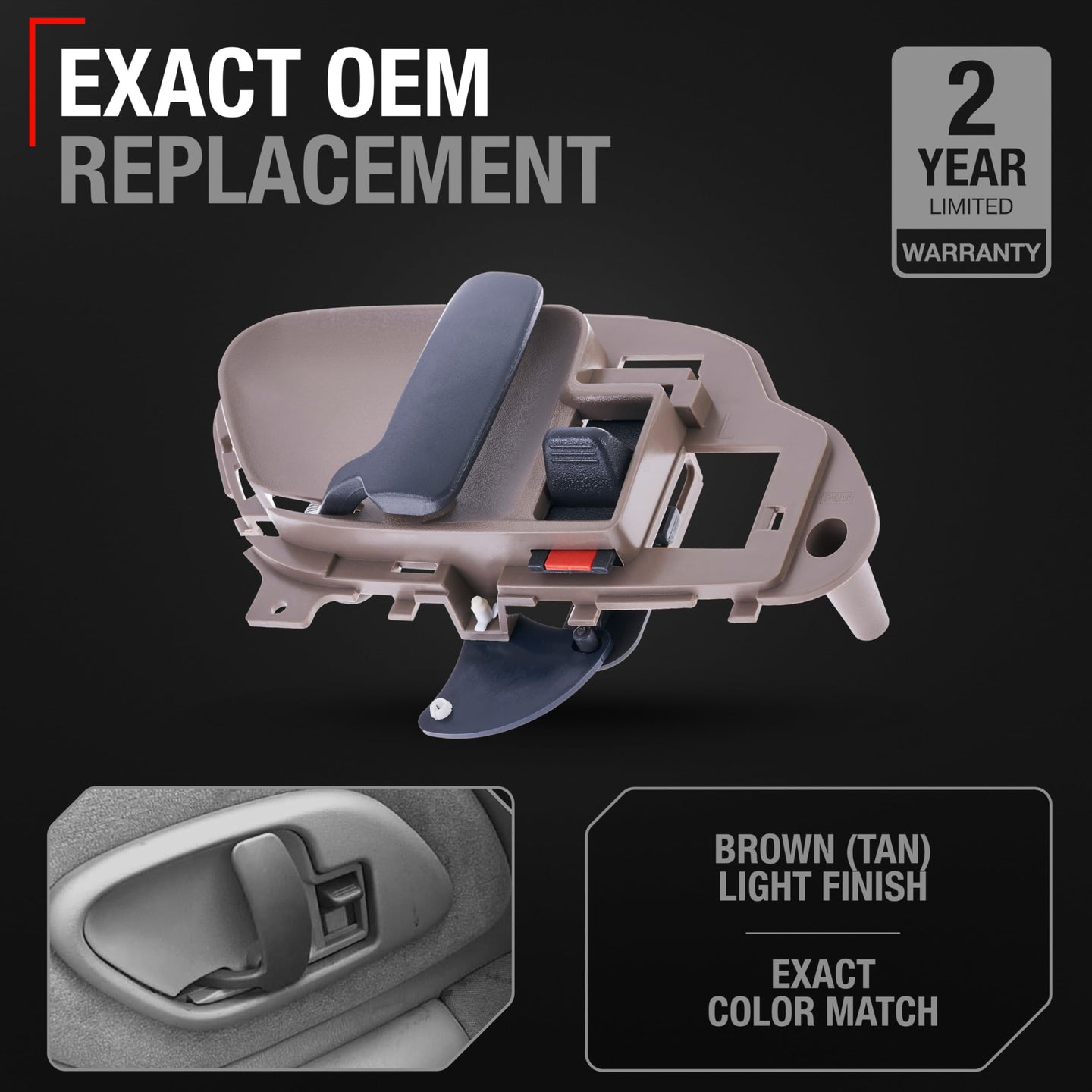 Chevy GMC Escalade Interior Driver Door Handle - Front/Rear - Upgraded Metal - Tan - 1995-2002 - Front/Rear Driver Side