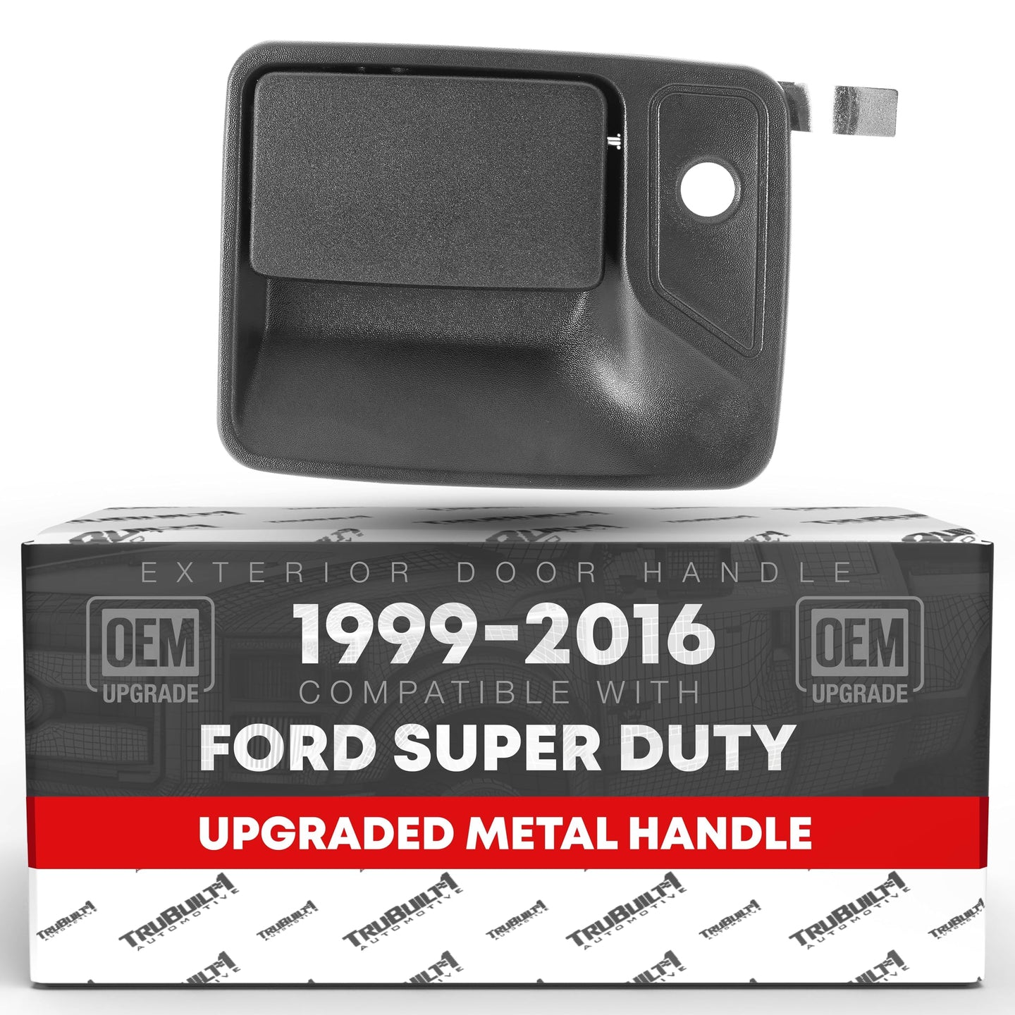 1999-2016 Ford F-250 F-350 F-450 F-550 Super Duty Exterior Front Driver Door Handle Replacement - Upgraded Metal Textured Black with Keyhole - Front Driver Door