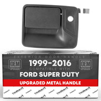 1999-2016 Ford F-250 F-350 F-450 F-550 Super Duty Exterior Front Driver Door Handle Replacement - Upgraded Metal Textured Black with Keyhole - Front Driver Door
