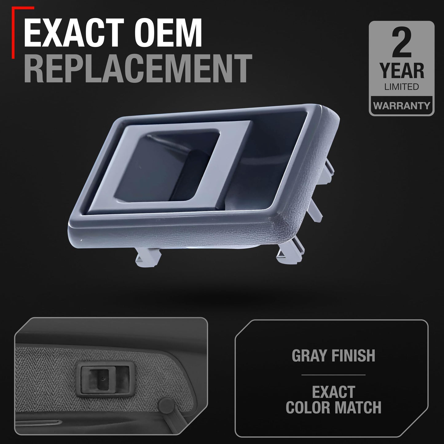 1988-1993 Toyota Corolla 1989-1995 4Runner Pickup 1995-2000 Tacoma Interior Front Driver Door Handle - Gray - Gray,Driver Door Handle