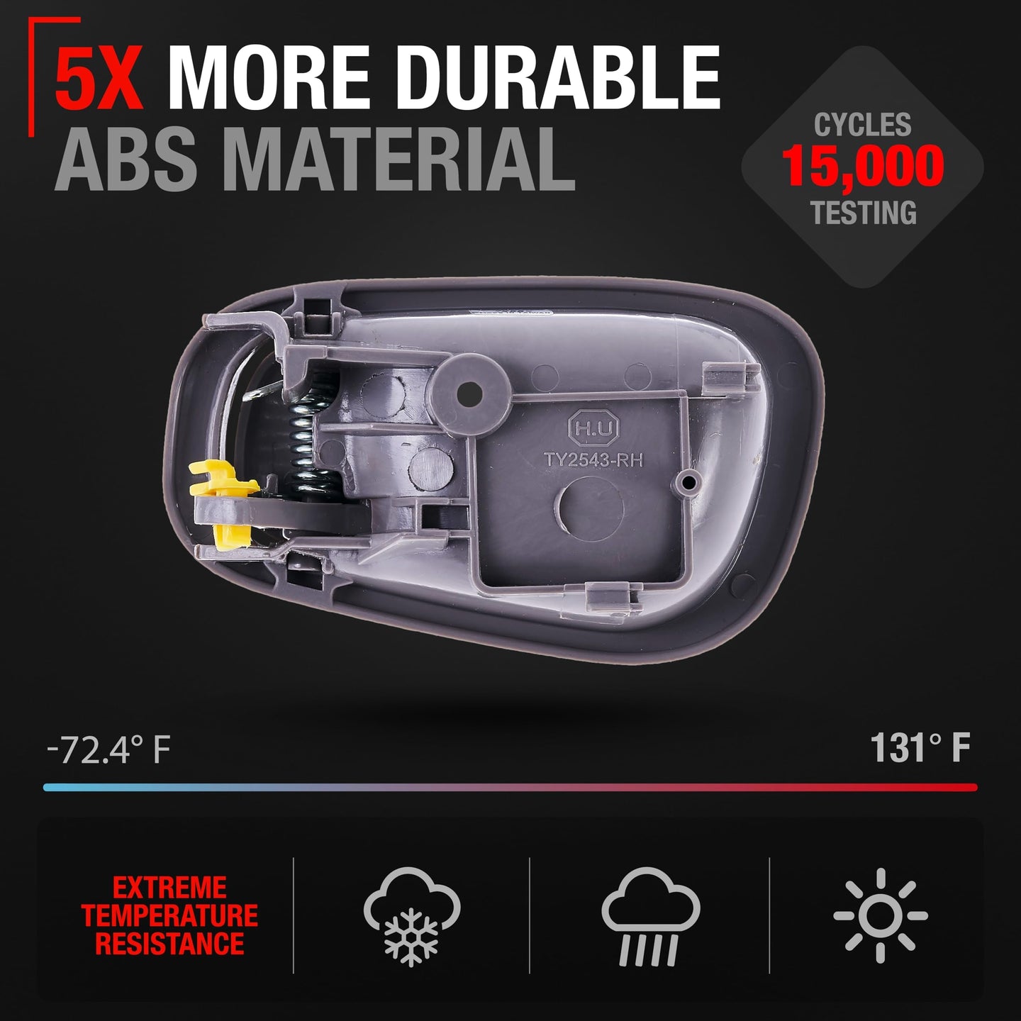 1998-2002 Toyota Corolla Interior Rear Passenger Door Handle - Light Gray Charcoal - Rear Passenger Side Handle