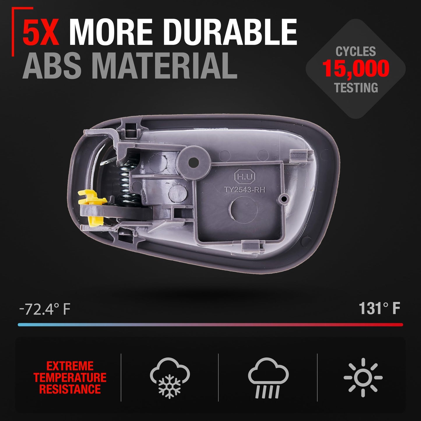 1998-2002 Toyota Corolla Interior Rear Passenger Door Handle - Light Gray Charcoal - Rear Passenger Side Handle