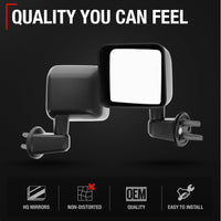 2007-2013 Jeep Wrangler Driver Side Mirror Replacement - Manual Folding Flat Glass Textured Black Cover - Driver Side Mirror