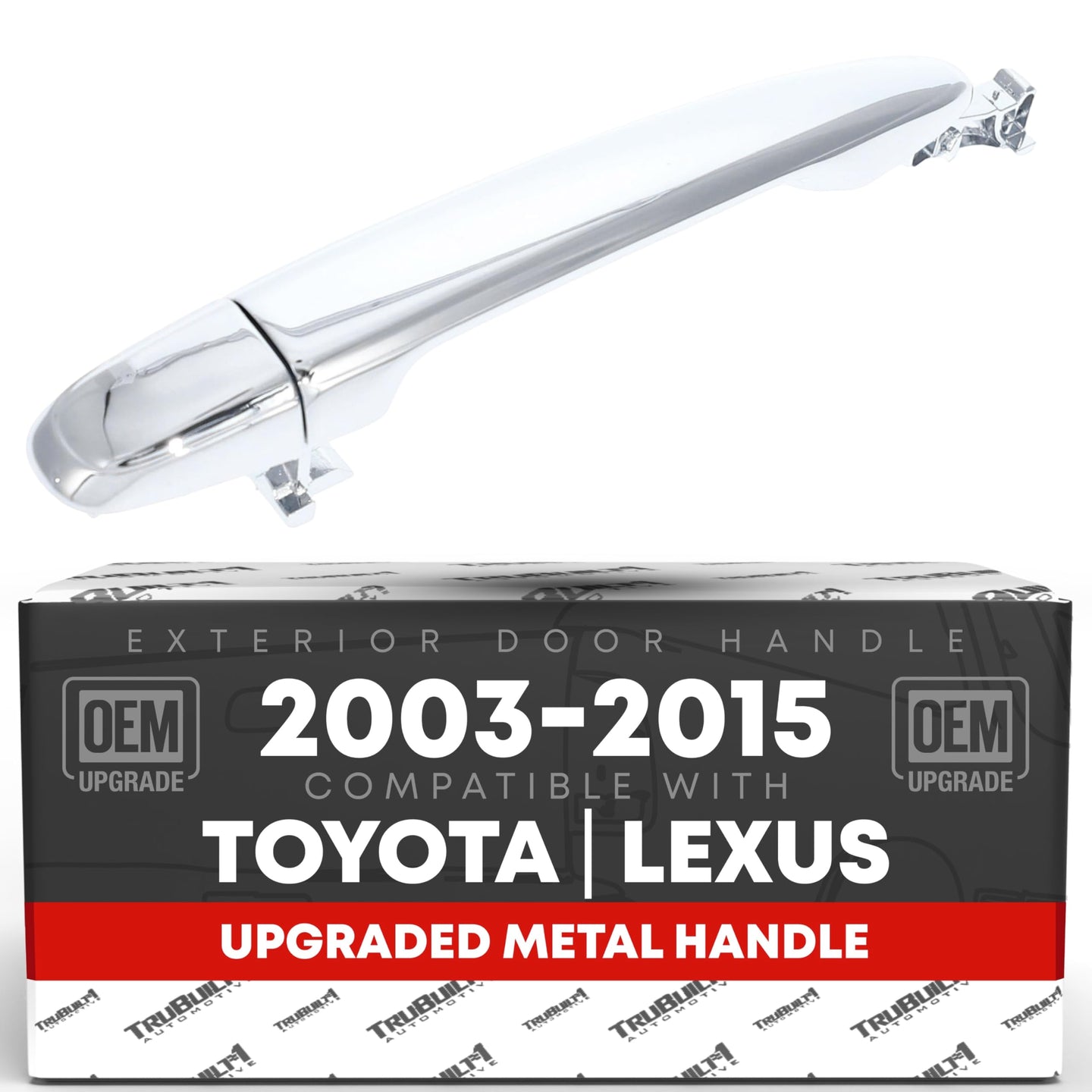 Exterior Rear Driver/Passenger Door Handle, Upgraded Metal - Compatible with 05-15 Toyota Tacoma, 05-09 4Runner, 07-11 Camry; 03-09 Lexus GX470 - All Chrome - OEM 69210-58010, 6921135080, 6922730070 - Rear Driver or Passenger Side Handle