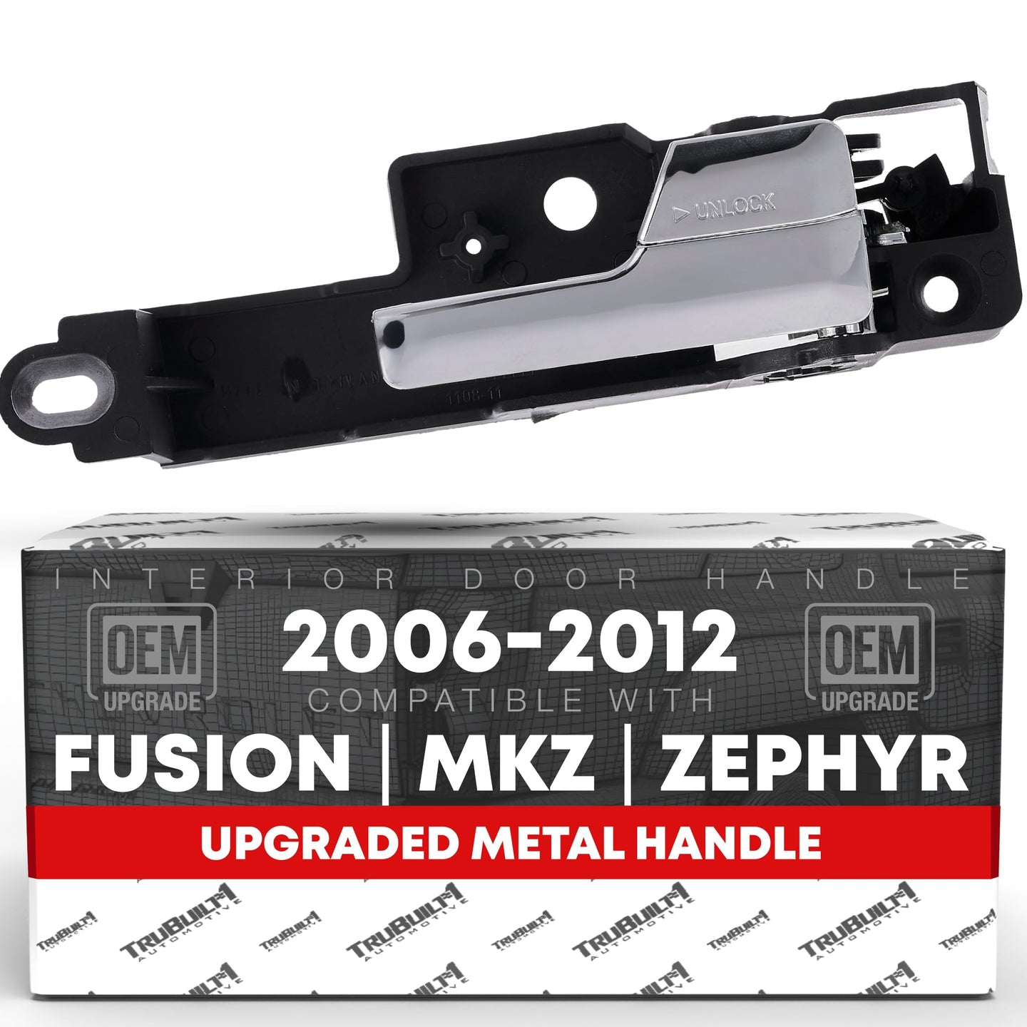 2006-2012 Ford Fusion 2007-2012 Lincoln MKZ 2006-2011 Mercury Milan Interior Front Passenger Door Handle Replacement - All Chrome Metal Lever - Front Passenger Handle - Metal