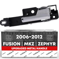 2006-2012 Ford Fusion 2007-2012 Lincoln MKZ 2006-2011 Mercury Milan Interior Front Passenger Door Handle Replacement - All Chrome Metal Lever - Front Passenger Handle - Metal