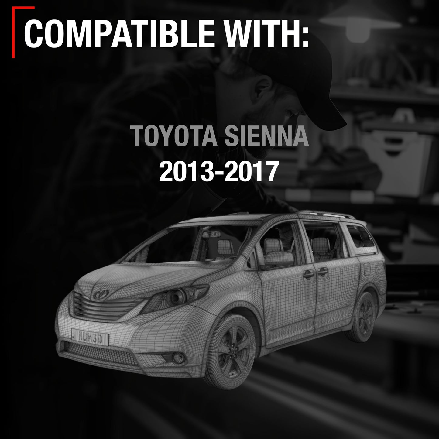 Toyota Sienna Driver Mirror - Heated, Manual Fold, Flat Glass, Smooth Black Exterior - Driver Side Mirror