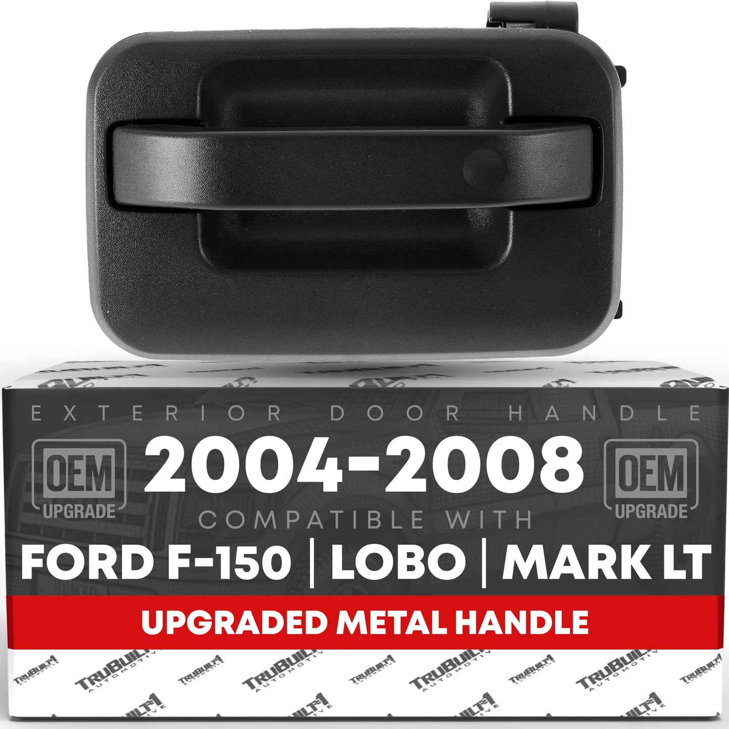 2004-2008 Ford F-150 Lobo Lincoln Mark LT Exterior Rear Driver Door Handle, Upgraded Metal - Textured Black - Rear Driver Side Handle