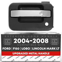2004-2014 Ford F-150 Lobo Lincoln Mark LT Exterior Front Driver Door Handle, Upgraded Metal - Chrome and Black with Keyhole - Front Driver Handle