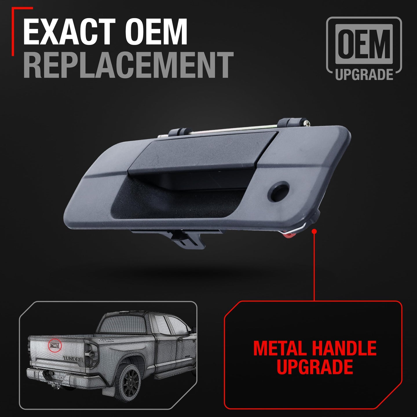 2007-2013 Toyota Tundra Tailgate Handle Assembly Replacement Upgraded Metal - Liftgate Latch Handle Textured Black No Camera Hole - Metal