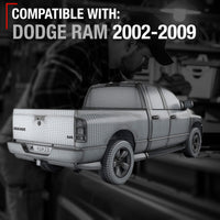 2002-2009 Dodge Ram Tailgate Handle Assembly Replacement, Upgraded Metal - Liftgate Latch Handle Replacement - Textured Black Body, Plastic Housing - Texture Tailgate Handle