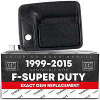 T1A Exterior Front Driver Door Handle - Compatible with 1999-2016 Ford F-250, F-350, F-450, F-550, F-650, F-750 Super Duty, 00-05 Excursion - Textured Black - OEM 4C3Z-3622405-AAA, 7C3Z2522405, 80645 - Front Driver Door