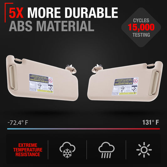2006-2013 Toyota RAV4 Sun Visor Replacement Left Driver Side - Beige with Mirror - Beige,Driver