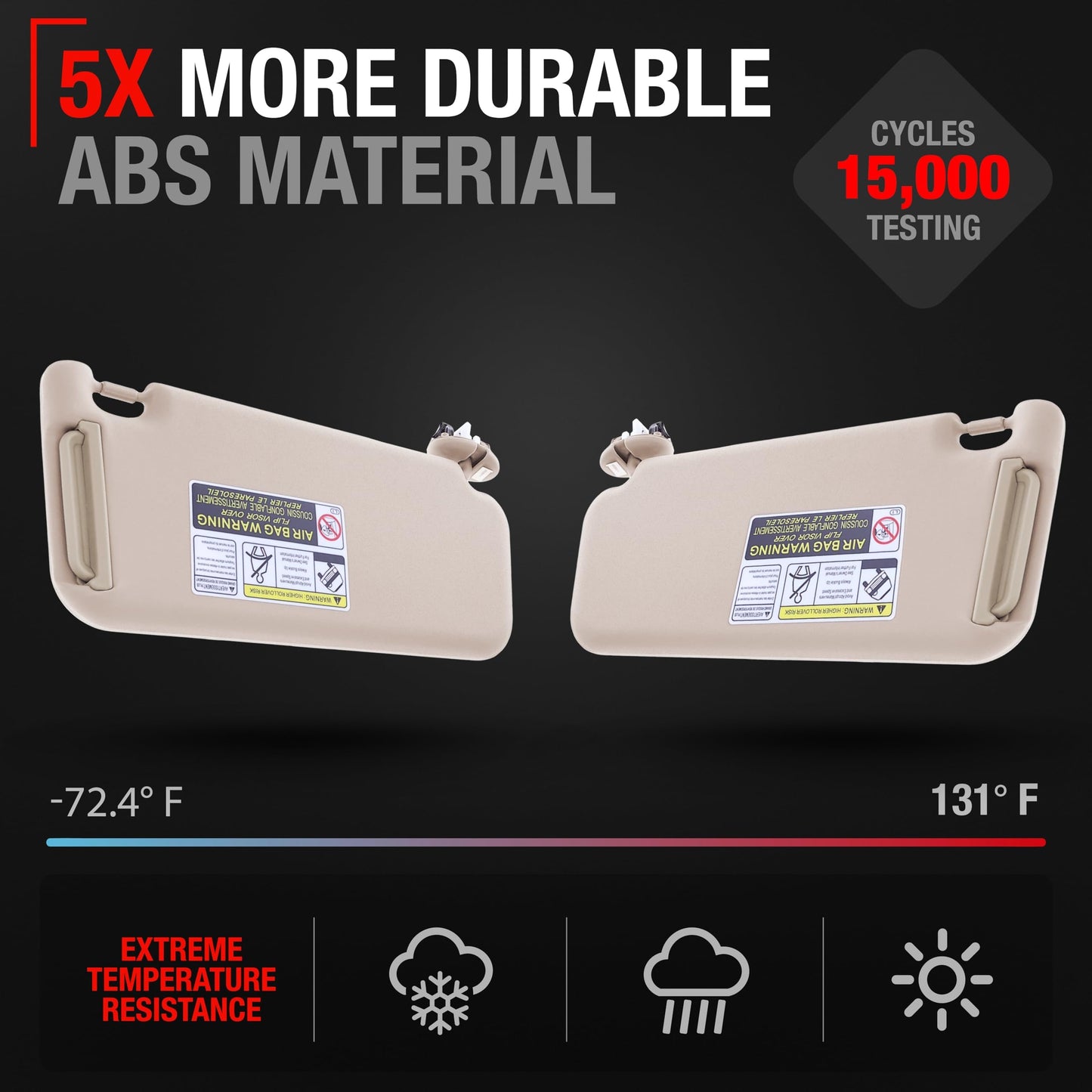 2010-2012 Toyota RAV4 Sun Visor Replacement Set Left and Right - Beige with Mirror - Beige,Driver & Passenger