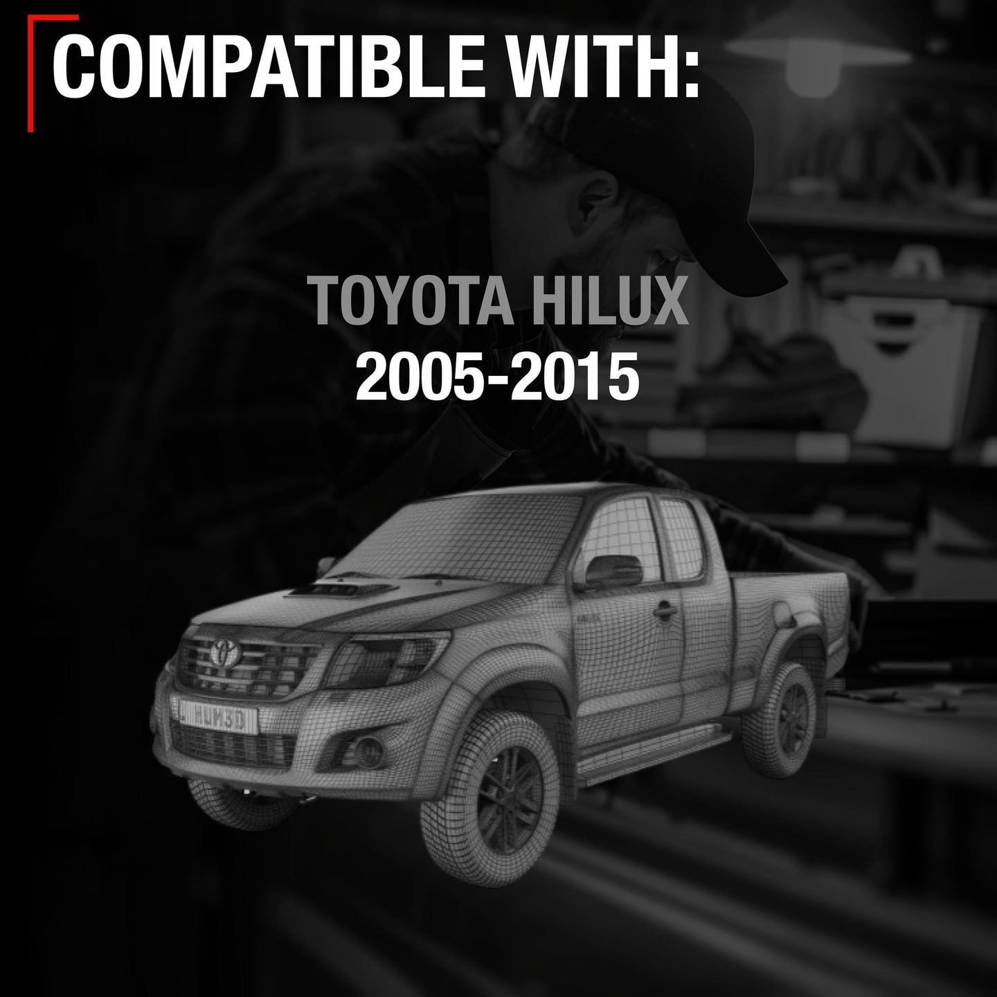 2005-2015 Toyota Hilux Vigo Tailgate Handle Assembly, Upgraded Metal w/ Plastic Housing - All Chrome - Chrome Tailgate Handle