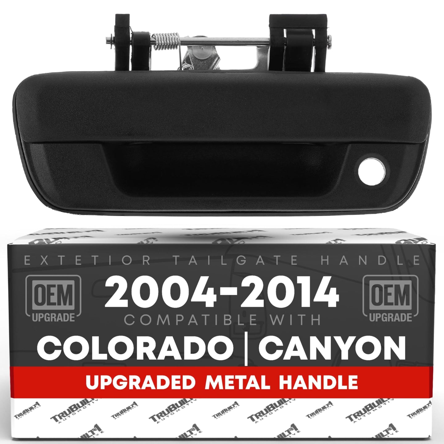 2004-2008 Chevrolet Colorado GMC Canyon Tailgate Handle Assembly - Upgraded Metal Liftgate Replacement Textured Black with Keyhole - Metal Tailgate Handle