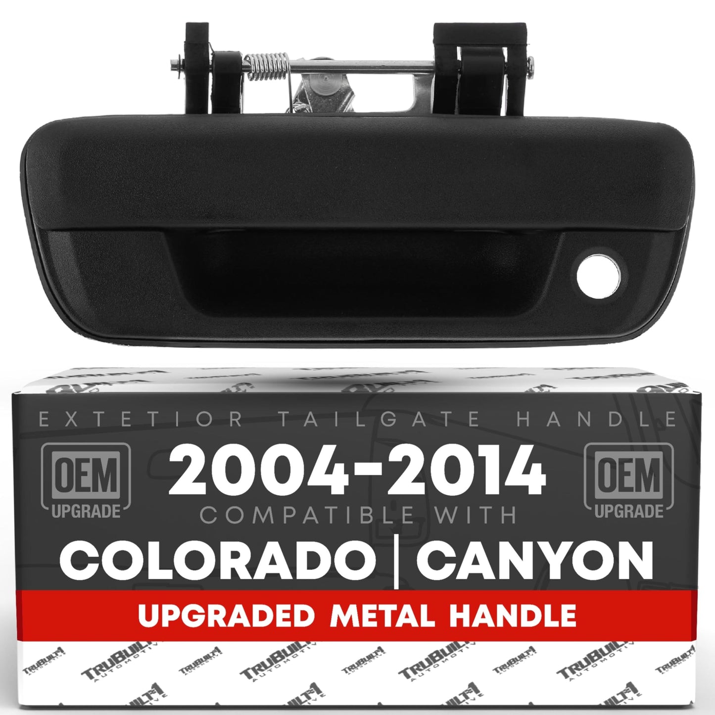 2004-2008 Chevrolet Colorado GMC Canyon Tailgate Handle Assembly - Upgraded Metal Liftgate Replacement Textured Black with Keyhole - Metal Tailgate Handle