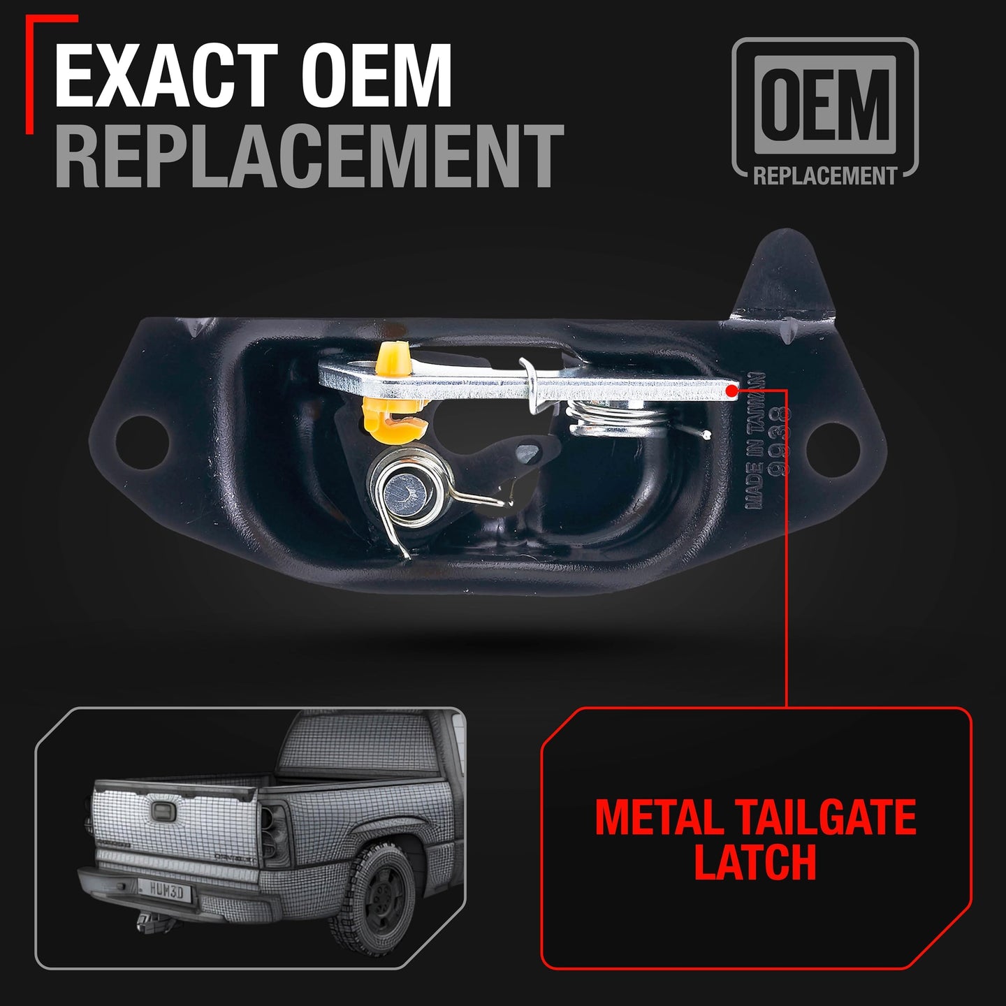 Chevrolet Silverado GMC Sierra Cadillac Escalade Rear Right Tailgate Latch - Metal - Right Tail Gate Left