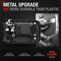 2009-2014 Ford F-150 Lobo Lincoln Mark LT Exterior Front Driver Door Handle, Upgraded Metal - Chrome and Black with Keyhole - Front Driver Side Handle