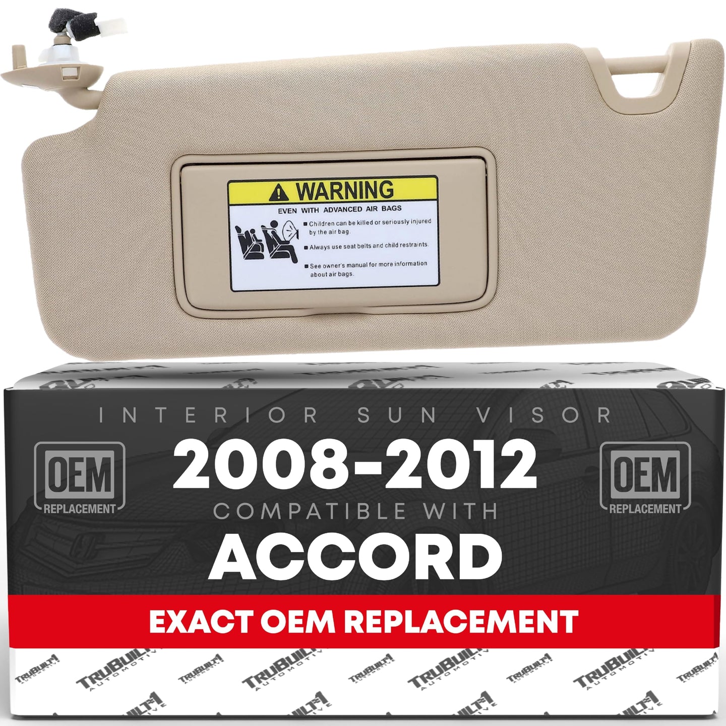 2008-2012 Honda Accord Sun Visor Replacement Left Driver Side - Gray with Mirror - Gray,Driver