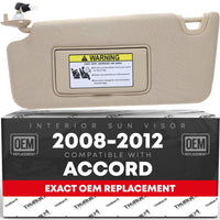 2008-2012 Honda Accord Sun Visor Replacement Left Driver Side - Gray with Mirror - Gray,Driver