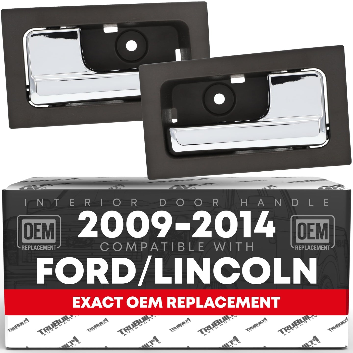 Interior Front/Rear Driver & Passenger Door Handle - Compatible with 2009-2014 Ford F-150, 09-14 Ford Lobo, 10-14 Lincoln Mark LT - Chrome, Gray - OEM CL3Z-1522601-GA, CL3Z-1522600-GA, 9L3Z1522601CB - Driver+Passenger Side - Gray/Chrome Handle
