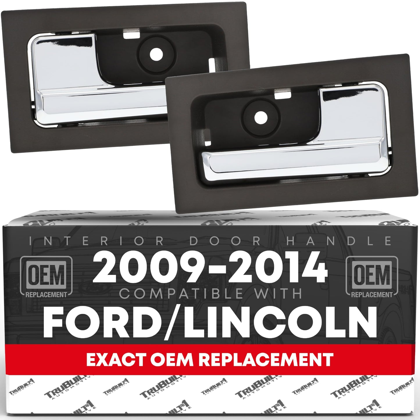 Interior Front/Rear Driver & Passenger Door Handle - Compatible with 2009-2014 Ford F-150, 09-14 Ford Lobo, 10-14 Lincoln Mark LT - Chrome, Gray - OEM CL3Z-1522601-GA, CL3Z-1522600-GA, 9L3Z1522601CB - Driver+Passenger Side - Gray/Chrome Handle