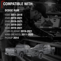 Dodge Ram Rear Driver Door Handle - Chrome Finish Metal Upgrade, Exterior Fit for 1500 2500 3500 4500 5500 - Rear Driver Side Handle