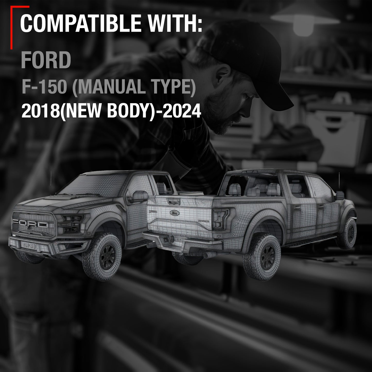 2018-2024 Ford F-150 Tailgate Handle Latch Replacement, Upgraded Metal - All Chrome with Keyhole and Camera Hole - Chrome Tailgate Handle