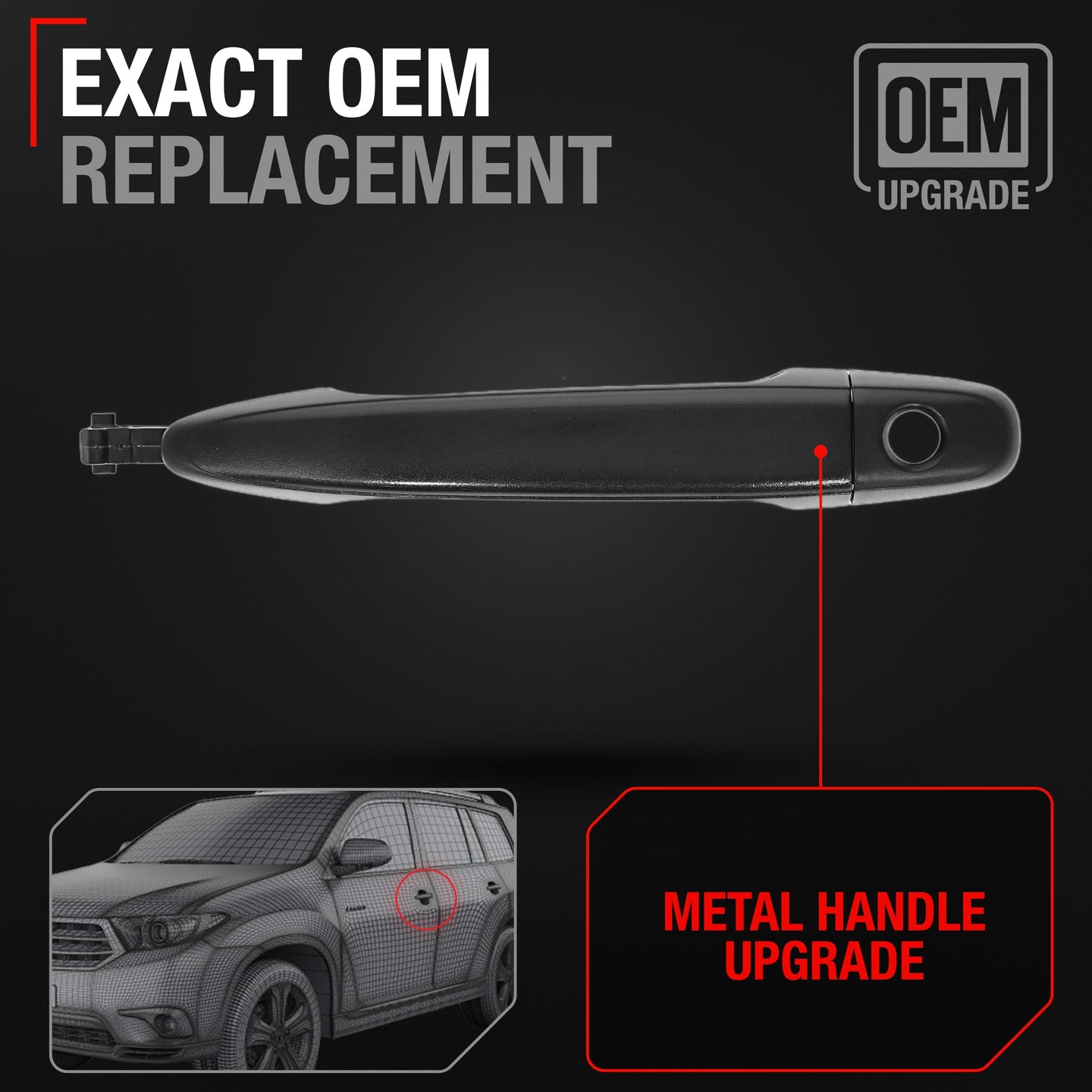 2005-2015 Toyota Tacoma Exterior Front Driver or Passenger Door Handle, Textured Black - Front Driver or Passenger Handle