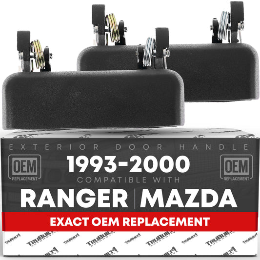 Ford Ranger Exterior Door Handle Set, Front Driver & Passenger - Textured Black, Plastic - Front Left + Right - Plastic