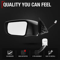 2013-2018 Nissan Altima Sedan Driver Side Mirror Replacement - Power Adjustment Non-Foldable Flat Glass Black Cover - Driver Side Mirror