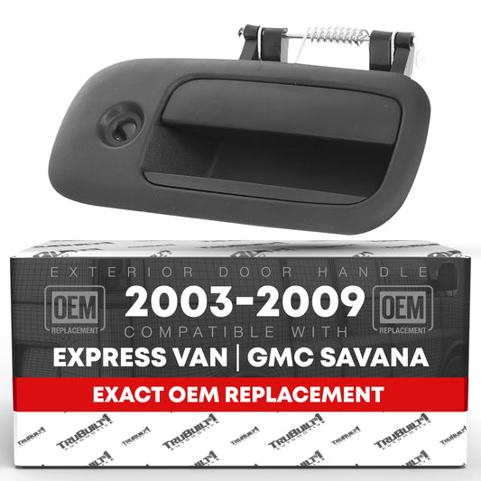 T1A Exterior Passenger Sliding Door Handle - Compatible with 2003-2009 Chevrolet Express 1500 2500 3500; 03-09 GMC Savana 1500 2500 3500 - Textured Black - OEM 25866275, 10359096, 25942270, 83373 - Right Side Sliding Door Handle