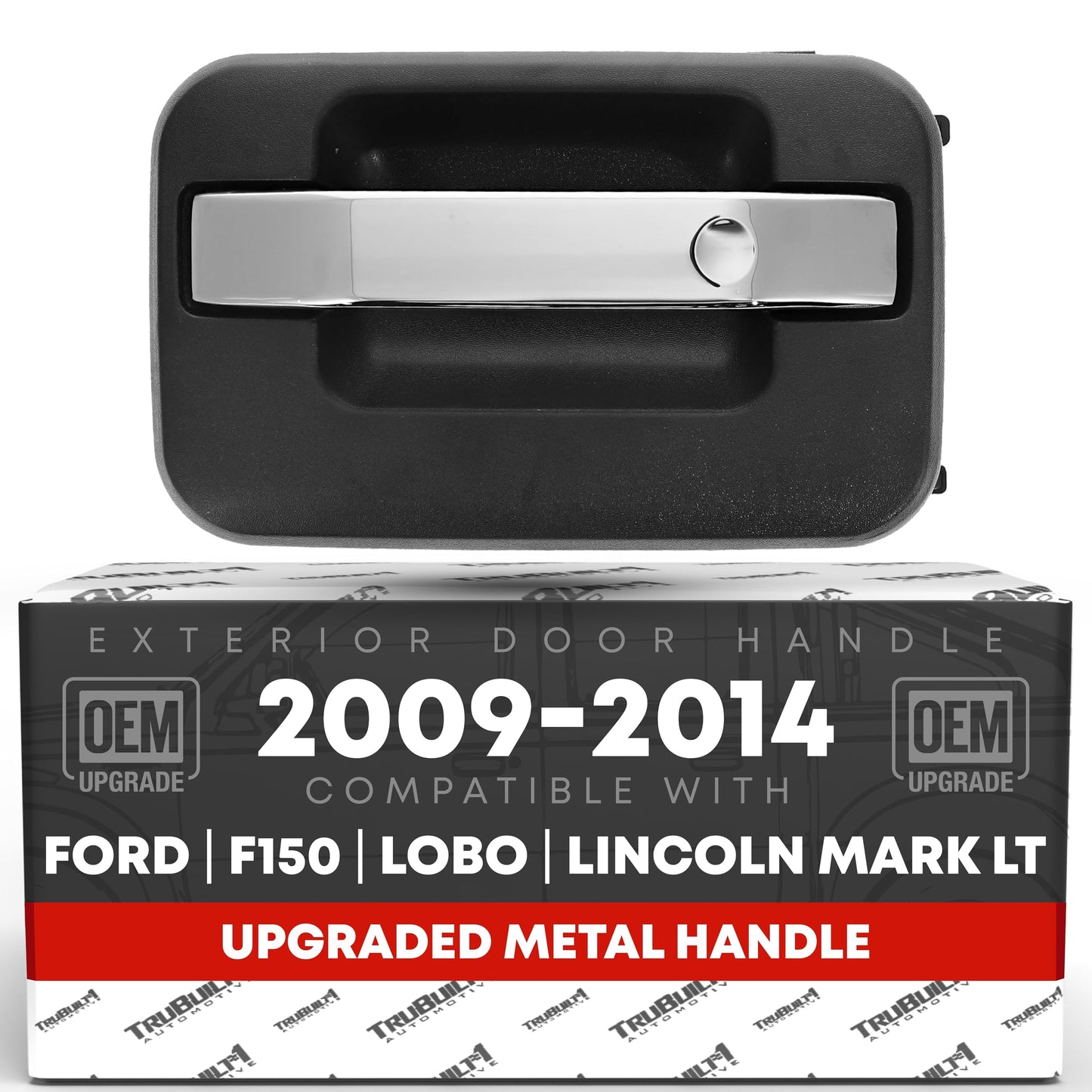 2009-2014 Ford F-150 Lobo Lincoln Mark LT Exterior Front Driver Door Handle, Upgraded Metal - Chrome and Black with Keyhole - Front Driver Side Handle w/ Keypad