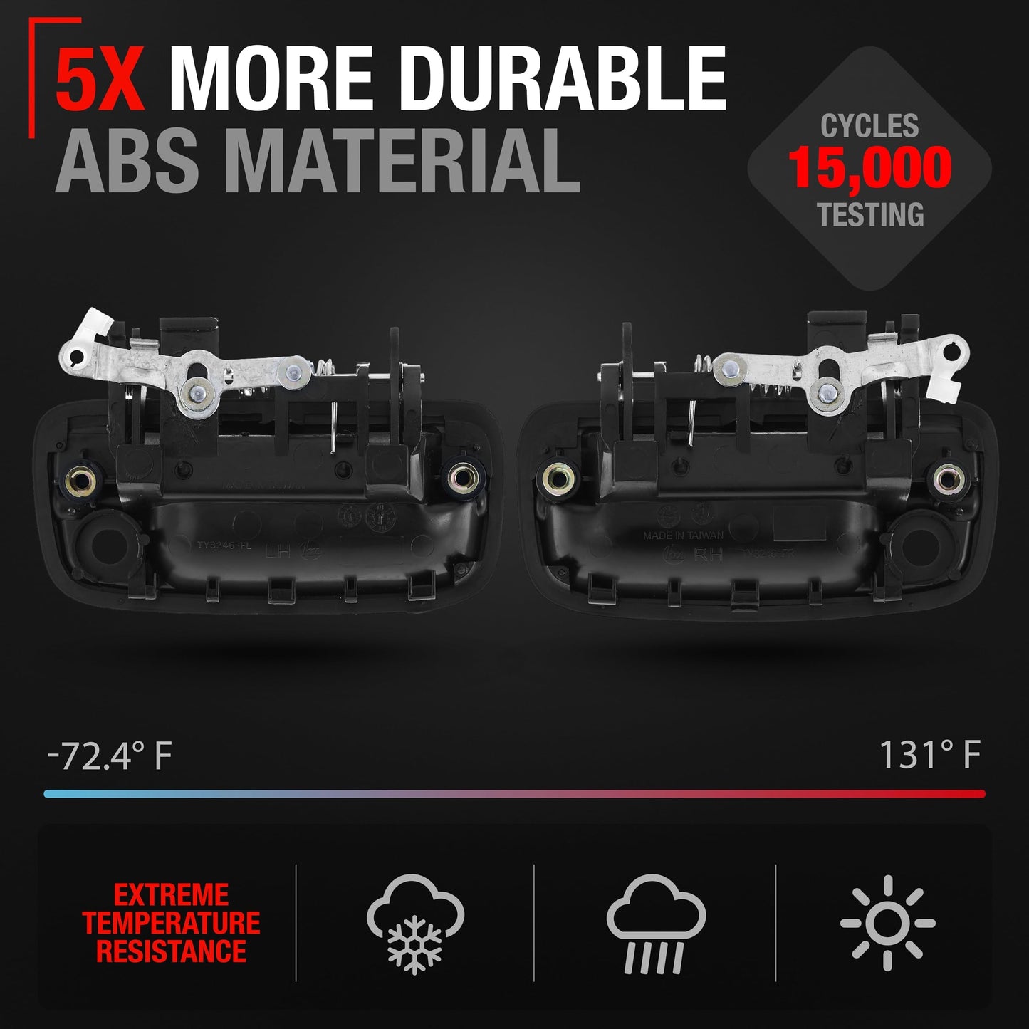 Toyota Tacoma Exterior Door Handle Set - Front Driver & Passenger - Textured Black with Keyhole - Driver + Passenger Handle (Plastic)