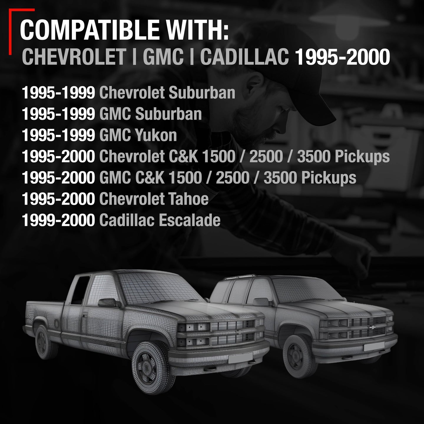 1994-2002 Chevrolet C/K Silverado Suburban Tahoe Blazer GMC Yukon Sierra Cadillac Escalade Exterior Front Passenger Door Handle Upgraded Metal - Textured Black - All-Metal Right Handle