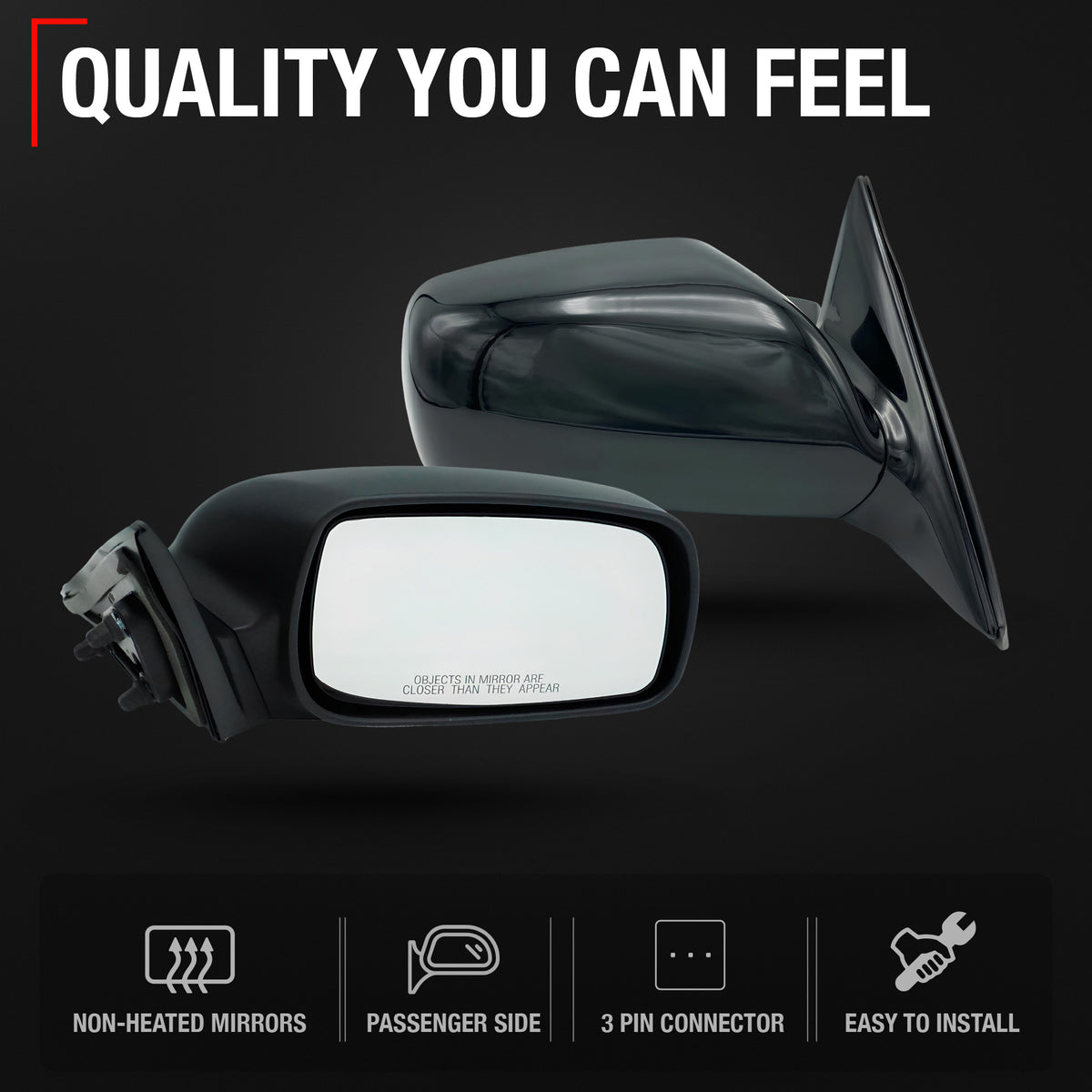 Passenger Side Power Adjustable Side View Mirror - Compatible with 2007-2011 Toyota Camry - Power Adjust, Non-Heated, Manual Folding - Paintable Smooth Housing - OEM 8791006925 - Passenger Side Mirror