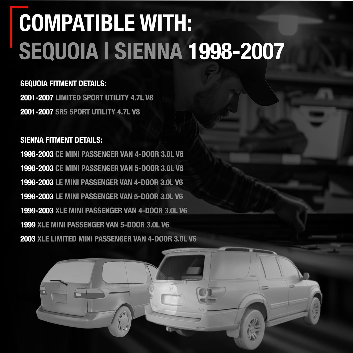 2001-2007 Toyota Sequoia 1998-2003 Sienna Tailgate Handle Assembly Replacement - Smooth Black - Plastic