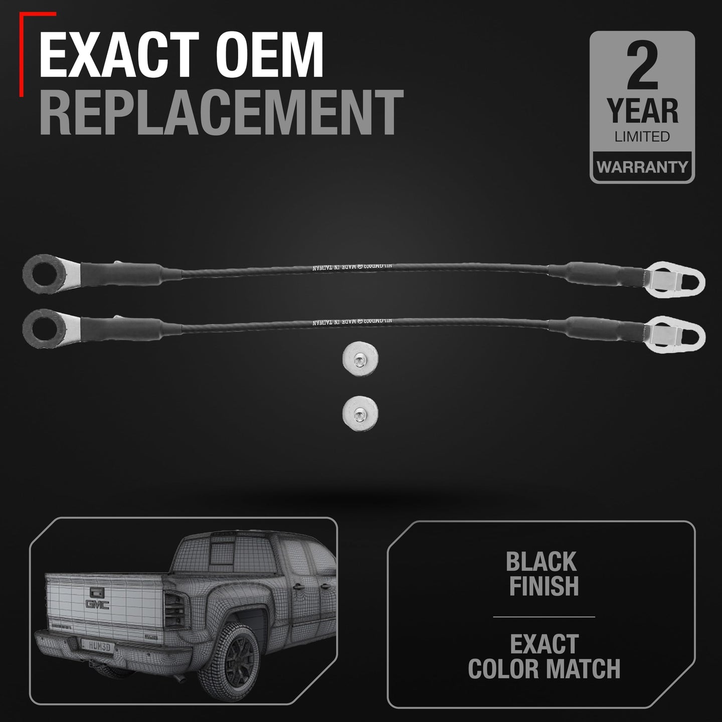 Chevrolet Silverado GMC Sierra Tailgate Cables - Rear Support Strap Set, Durable Metal Replacement