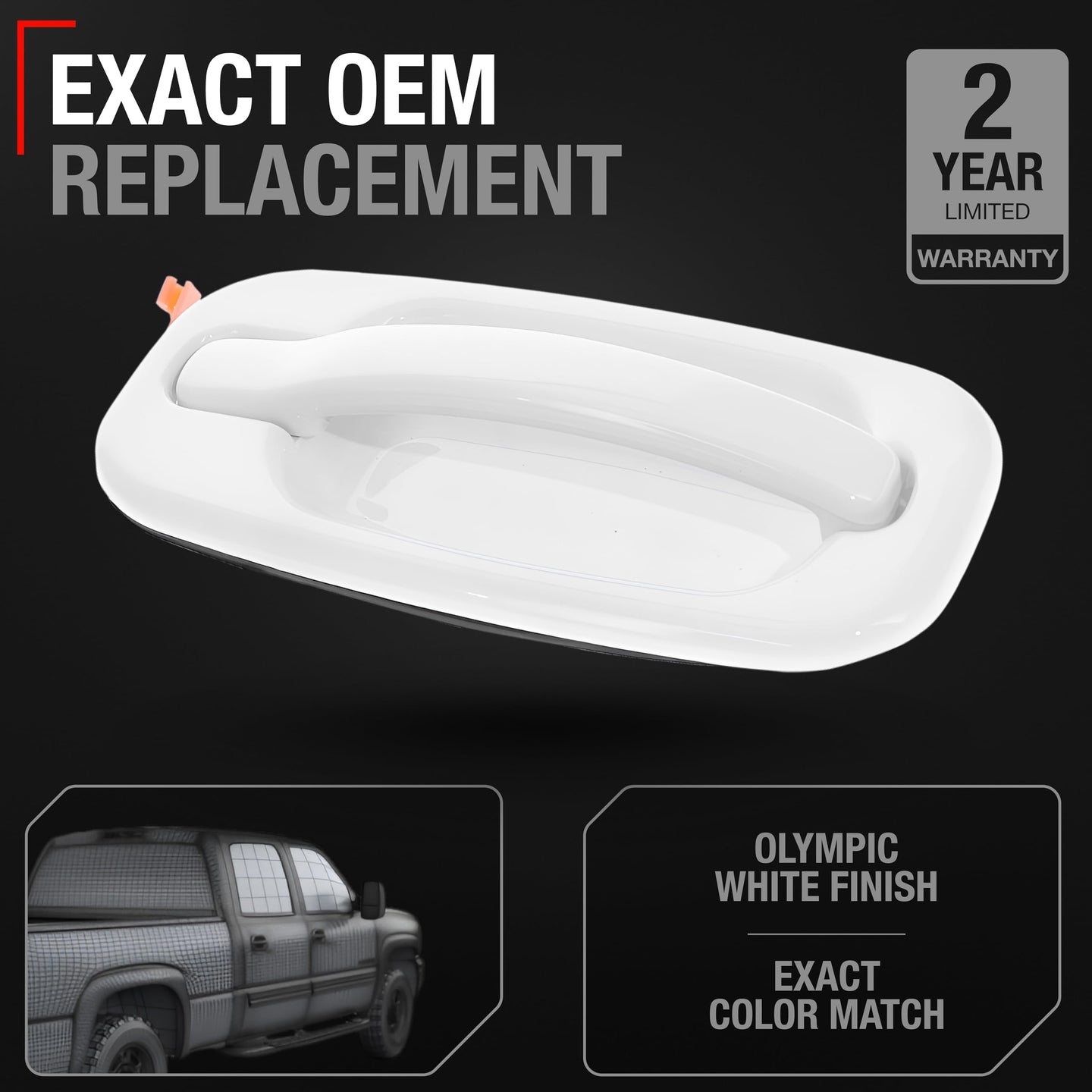 Exterior Rear Passenger Door Handle - Compatible with 1999-2006 Chevrolet Silverado, Suburban, Tahoe; 1999-2006 GMC Sierra, Yukon - Olympic White - OEM 15029900-GAZ - Rear Passenger Door Handle