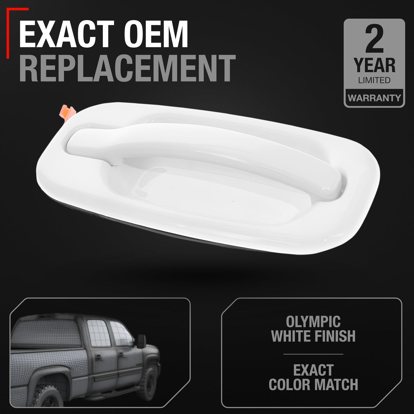 Exterior Rear Passenger Door Handle - Compatible with 1999-2006 Chevrolet Silverado, Suburban, Tahoe; 1999-2006 GMC Sierra, Yukon - Olympic White - OEM 15029900-GAZ - Rear Passenger Door Handle