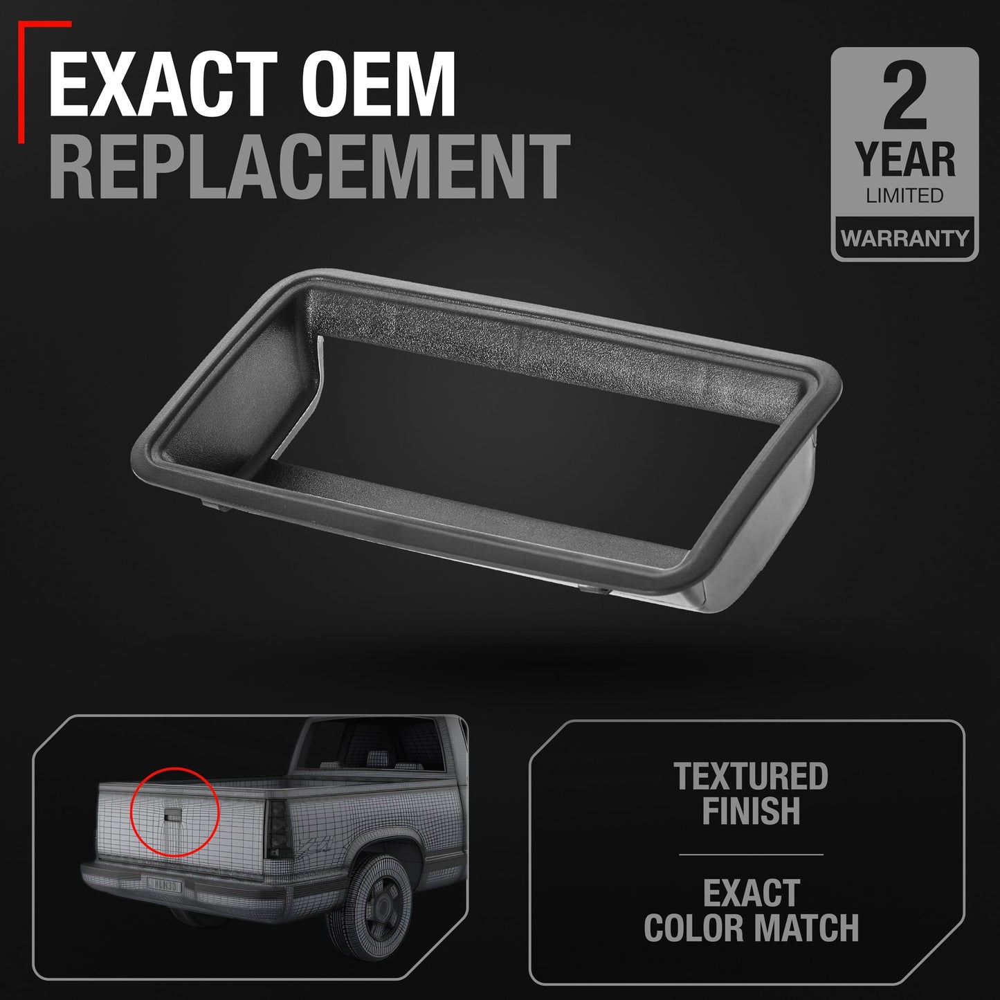 1988-2002 Chevrolet C1500 K1500 C2500 C3500 K2500 K3500 GMC C1500 K1500 C2500 C3500 K2500 K3500 Tailgate Bezel - Textured Black - Bezel