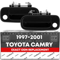 Exterior Front Driver and Passenger Door Handle Replacement - Compatible with 1997-2001 Toyota Camry - Smooth Black, Plastic - OEM 6922033040, 6922033041, 69220AA010, 69220YC030, 79426 - Front Driver + Passenger Door Handle