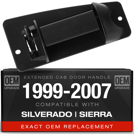 Chevrolet Silverado GMC Sierra Extended Cab Rear Passenger Door Handle - Textured Black - Right Side Ext Cab Handle (Plastic)