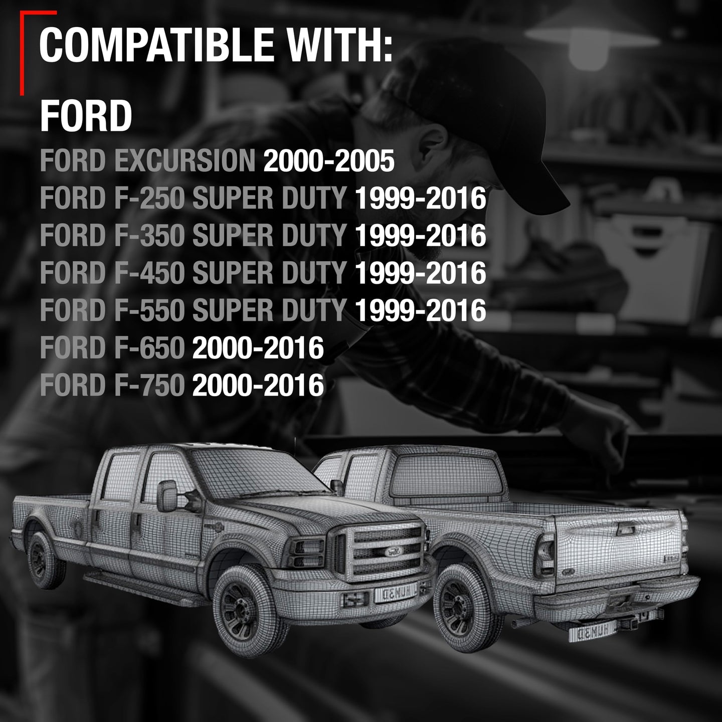 1999-2016 Ford F-250 F-350 F-450 F-550 F-650 Excursion Exterior Front or Rear Passenger Door Handle Replacement, Upgraded Metal - All Chrome - Front or Rear Passenger Side Handle