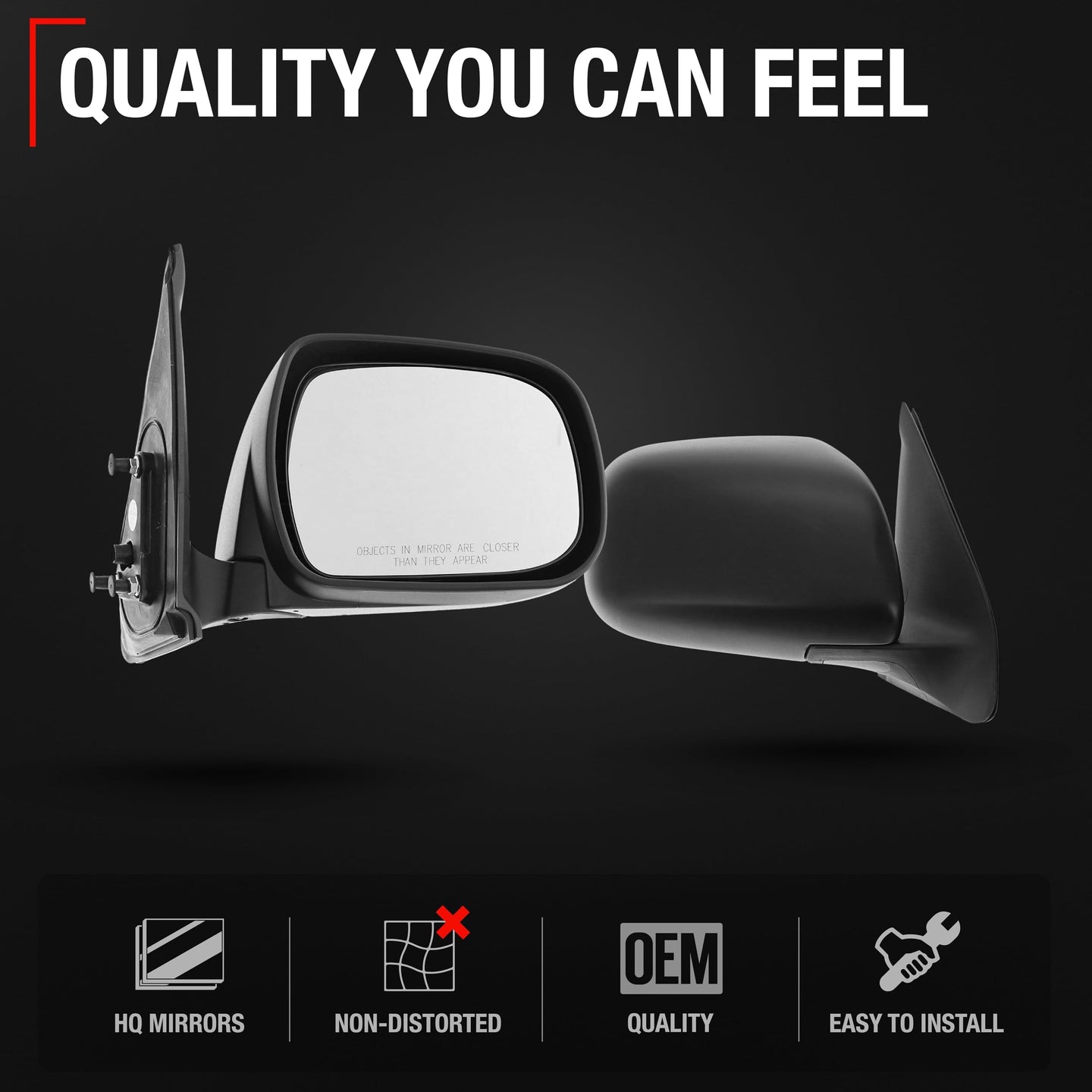 Toyota Tacoma Passenger Side Mirror - Manual Adjustment - Manual Folding - Textured Black - Passenger Side Mirror