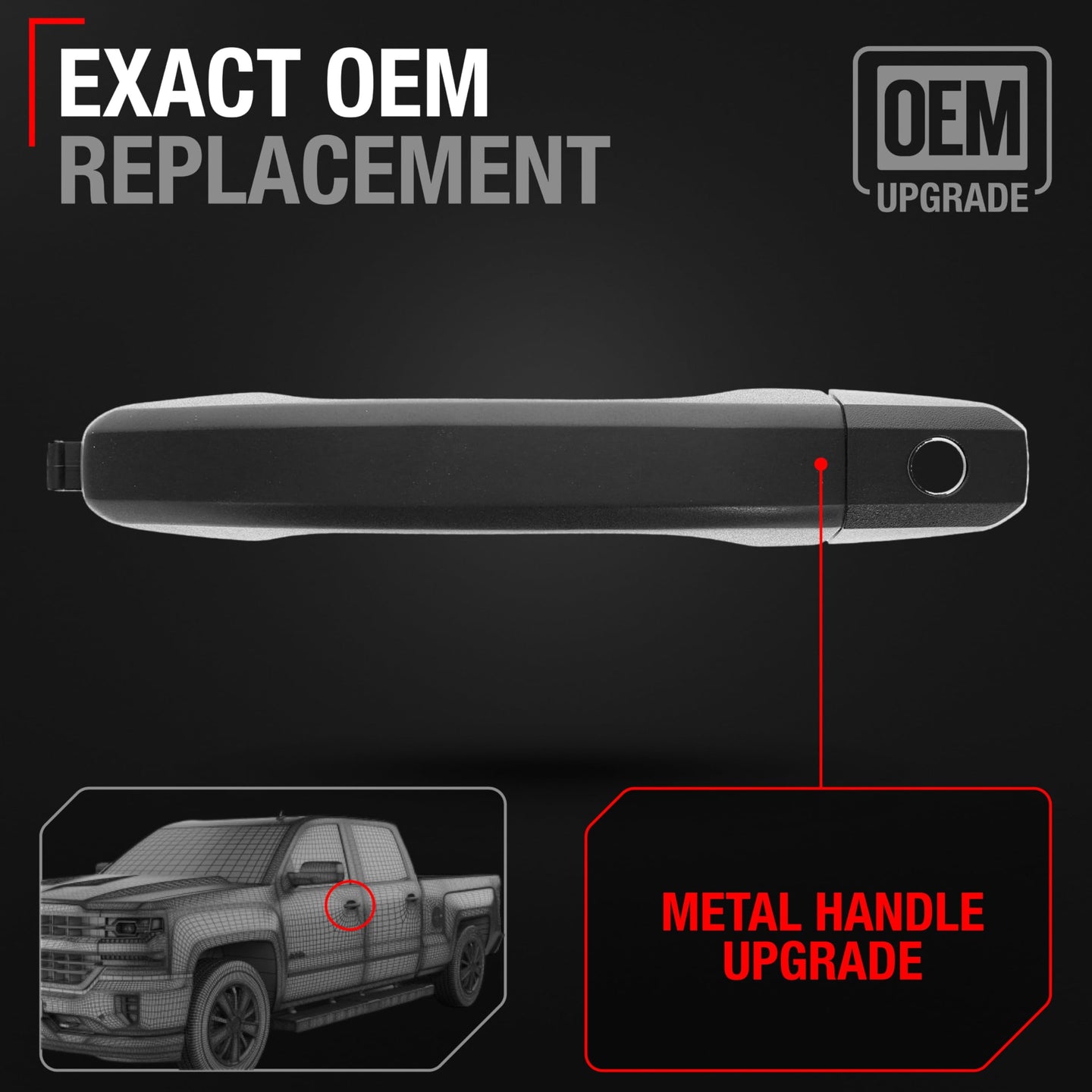 2014-2018 Chevrolet Silverado Front Driver Door Handle & Cover, Textured Black w/ Keyhole - Front Driver Side Handle
