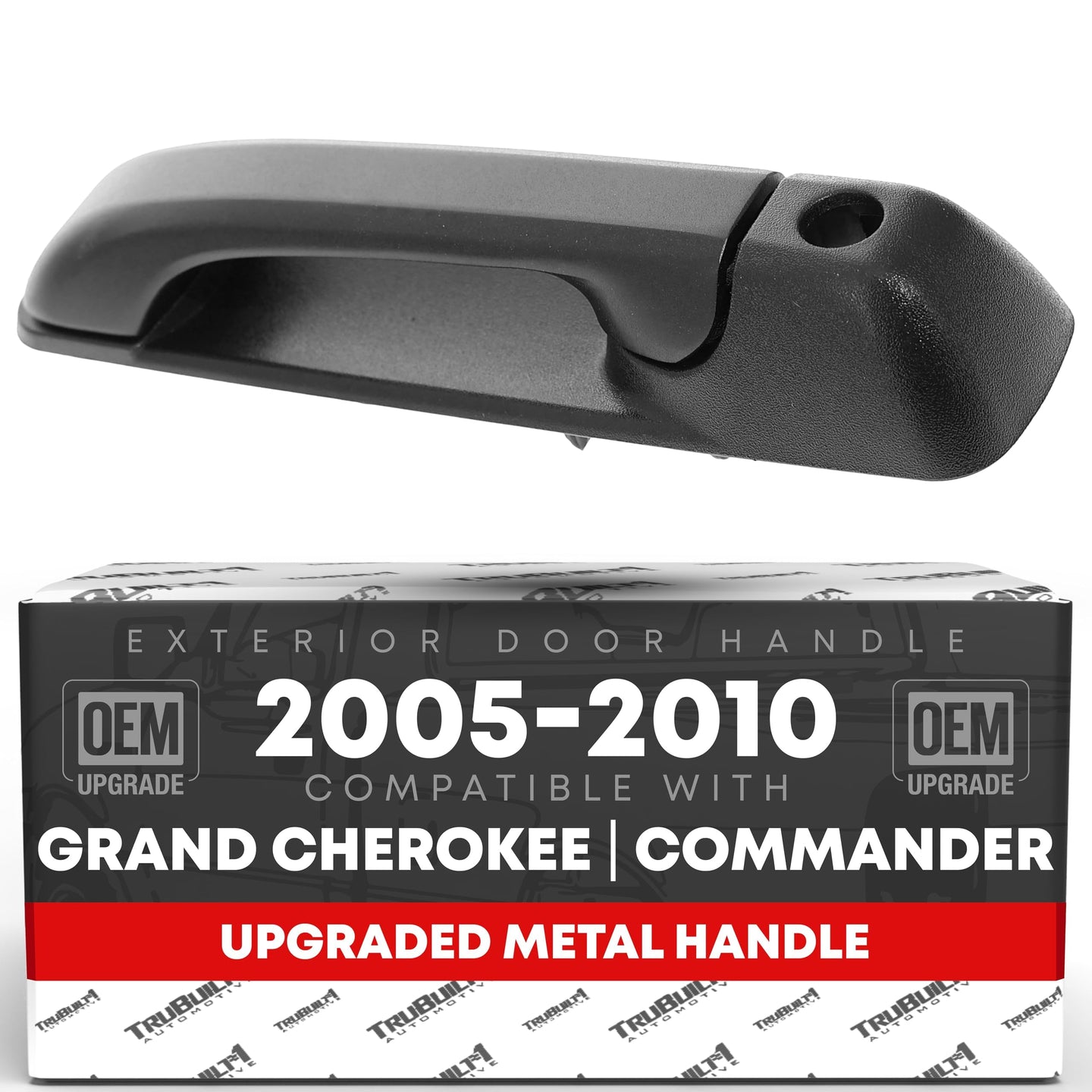 2005-2010 Jeep Commander Cherokee Exterior Front Driver Door Handle, Upgraded Metal - Textured Black with Keyhole - Front Driver Handle