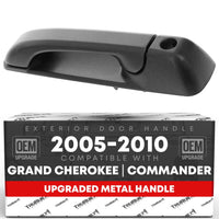 2005-2010 Jeep Commander Cherokee Exterior Front Driver Door Handle, Upgraded Metal - Textured Black with Keyhole - Front Driver Handle