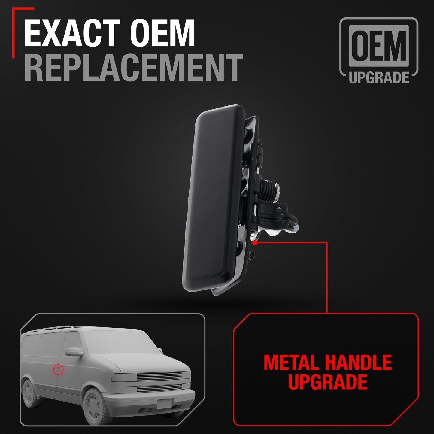 1992-2005 GMC Safari Chevrolet Astro Exterior Front Passenger Door Handle - Smooth Black Metal Lever - Passenger Front Handle